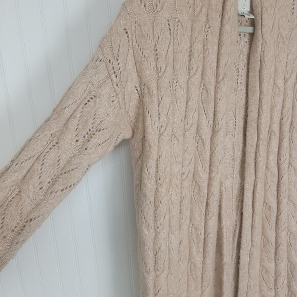 J by Joie Long Line Tan Lace Knit Cardigan Size Small - Picture 4 of 7